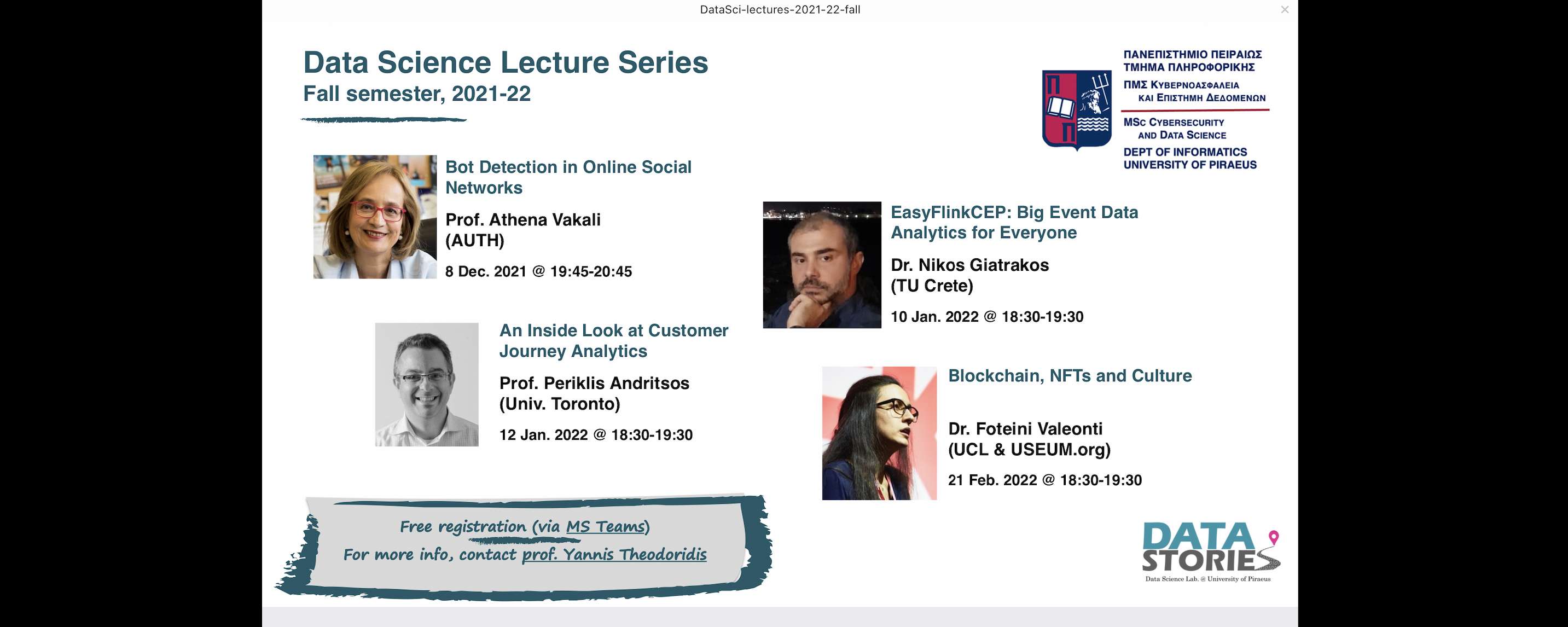 Data Science Lecture Series, Fall semester, 2021-22